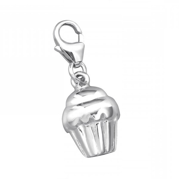 Small High Quality Solid .925 Sterling Silver Cupcake Charm