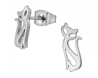 Stainless Steel Long Cats Earrings (4.8mm x 12mm)