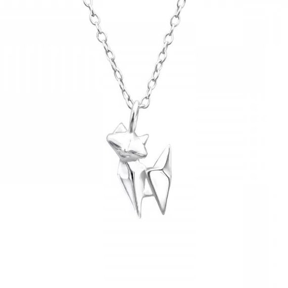 Small High Quality Solid .925 Sterling Silver Cat Pendant and Necklace