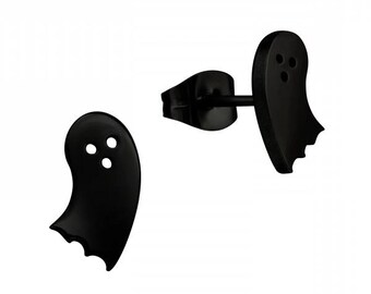 Small Surgical-Grade Steel Black Ghost High QualityEarrings Pair (5.5 mm x 10 mm)