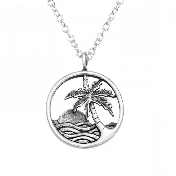 Small High Quality Solid .925 Sterling Silver Beach Pendant and Necklace