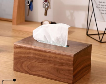 Solid wood Tissue Box cover, Wooden box art, restroom Tissue Storage Box, Solid Wooden Desktop Tissue Organizer Rustic Napkin Dispenser