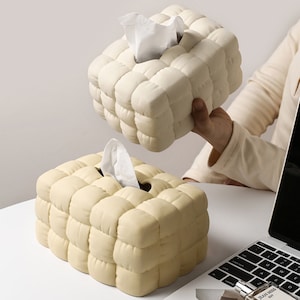 Copertura per scatola di fazzoletti in ceramica, aspetto tappeto super soffice, motivo a coperta soffio, toilette per fazzoletti per il viso, scatola per fazzoletti, dispenser per tovaglioli in argilla solida