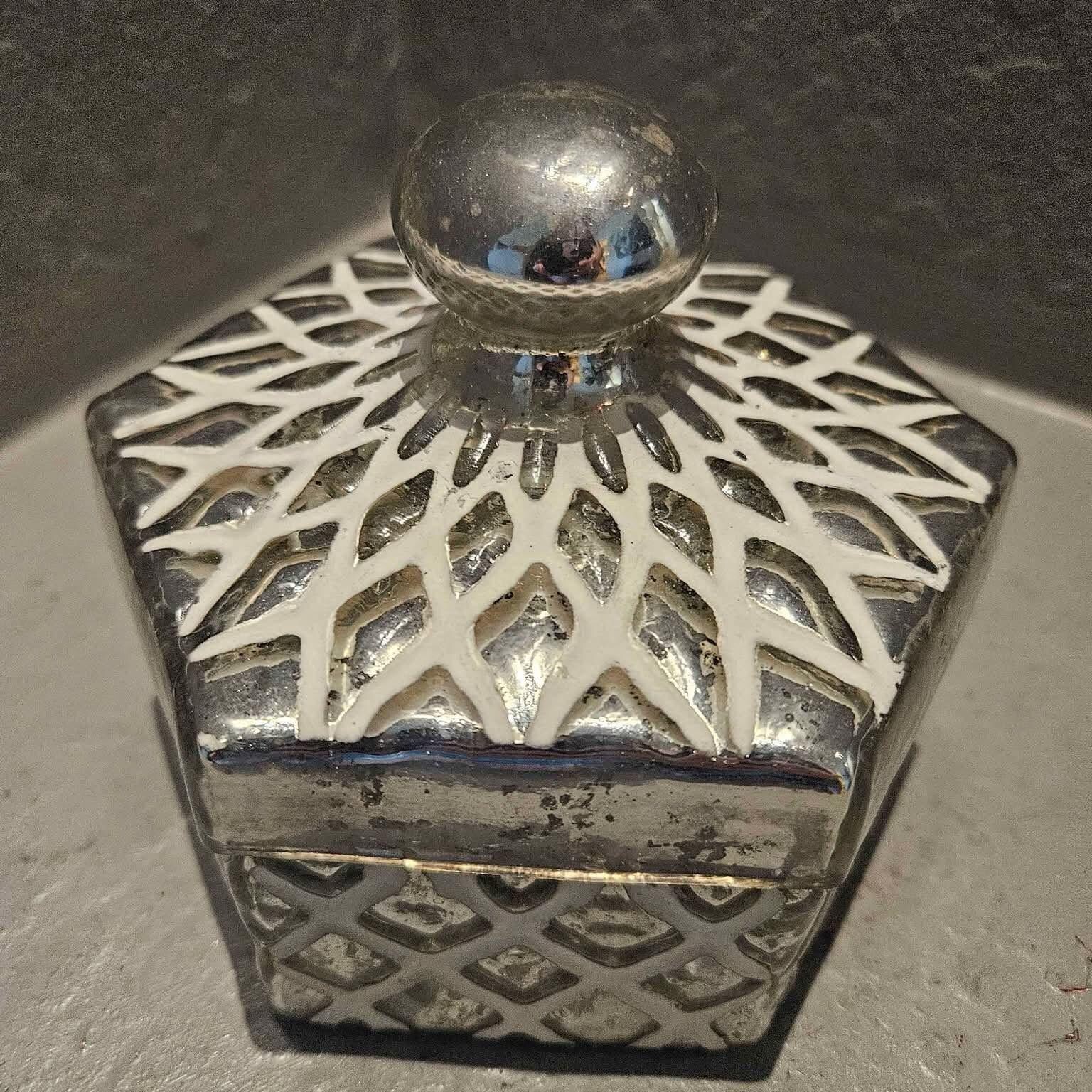 Mercury Glass Hexagon Shaped Trinket Dish 5" X 5"