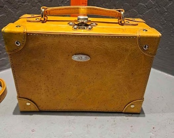 5" x 3" x 7" lederen miniatuur treinkoffer portemonnee met riem