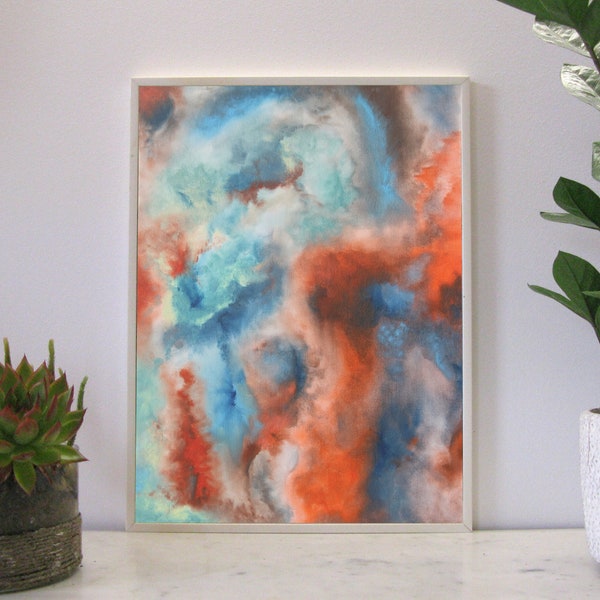 Poster d'une peinture à l'huile nuageuse et vive aux couleurs printanières