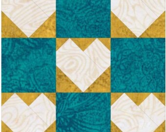 Nine Patch Hearts Foundation Paper Piecing Pattern, PDF Download, Easy Quilt Pattern, 6 Sizes 4x4 6x6 8x8 9x9 10x10 12x12, FPP Quilt Pattern