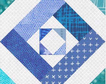 Cabin Mosaic Quilt Block Pattern, Foundation Paper Piecing Pattern, Great for Scrappy Quilts, FPP Digital Download, 6 Sizes 4&quot;x4&quot;to 12&quot;x12&quot;