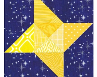 Scrappy Friendship Star Quilt Block Pattern, Foundation Paper Piecing Pattern, Easy FPP Pattern, 8 Sizes 3x3 4x4 5x5 6x6 8x8 9x9 10x10 12x12