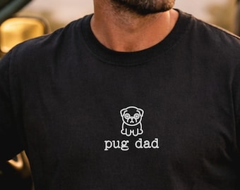 Camiseta Pug Dad Comfort Colors, Camiseta Pug, Regalo del Día del Padre para Perros de parte de un Pug, Camiseta minimalista Pug para él, Regalo para novio/esposo, Pug negro