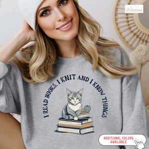 Knitting Sweatshirt, Cat Books Knitting Sweatshirt, Cute Knitting shirt, Knitting Tee, Knitting, Knitting Lover Shirt, Funny Knitting Shirt