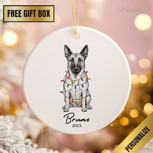 Personalized Belgian Malinois  Ornament, Custom Belgian Malinois Christmas Ornament, Gifts for Belgian Malinois Owner, Dog Memorial Gift