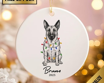 Personalized Belgian Malinois  Ornament, Custom Belgian Malinois Christmas Ornament, Gifts for Belgian Malinois Owner, Dog Memorial Gift