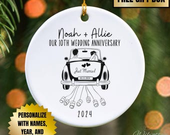 Personalized Anniversary Ornament, Milestone Couple Anniversary gift for Parents, Custom Name 5th 10th 25th 40th 50th Any Anniversary year