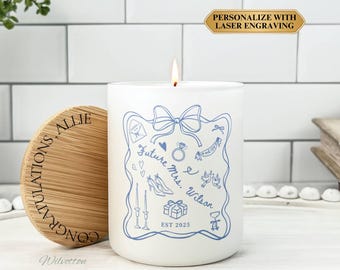Vela personalizada para futura señora, regalo de compromiso personalizado para ella, recién comprometida, regalo para novia, regalo de despedida de soltera, regalo de despedida de soltera