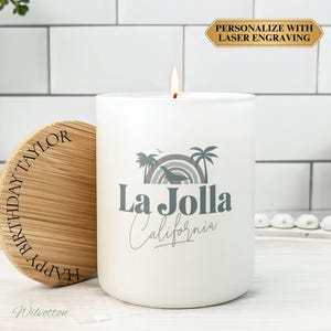 La Jolla California Beachful Candle, La Jolla Cove San Diego gifts, California Candle, Muted Colors Beach Candle,  LaJolla Vacation Memory