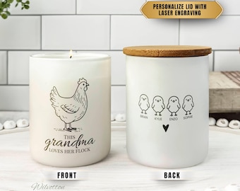 Regalo personalizado para abuela, vela de pollo Nana, regalo personalizado para el Día de la Madre para la abuela de parte de sus nietos, vela de pollo personalizada, regalo para la abuela
