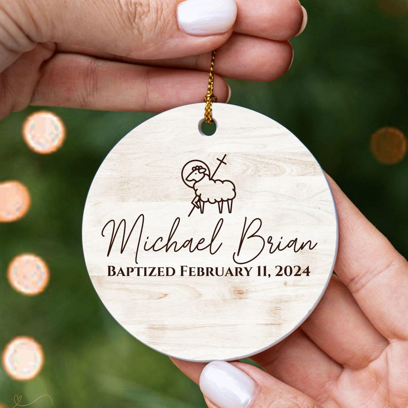 Personalized Baptism Ornament, Porcelain Christened Ornament Keepsake