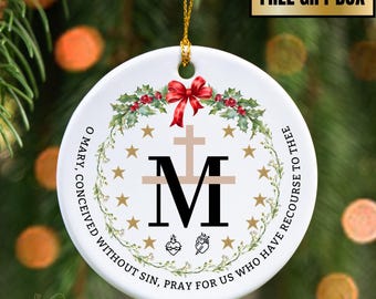 Miraculous Medal Ornament, Catholic Christmas Ornament, Marian Cross Gift, Mother Mary Miraculous Medal, Advent Keepsake, Gift Box Included