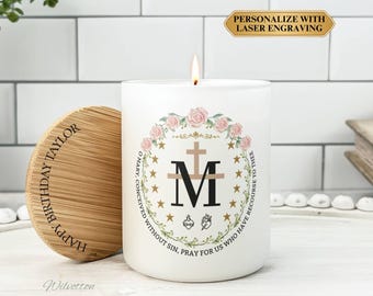 Miraculous Medal Candle, Virgin Mary Candle, Catholic Gift, Rosary Candle, Catholic Candle, Rite of Christian Initiation Confirmation gift