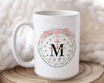 Miraculous Medal Mug, Catholic Coffee Mug, Marian Cross Gift, Mother Mary Miraculous Medal Keepsake, Virgin Mary Gift Mug, Gift for Catholic
