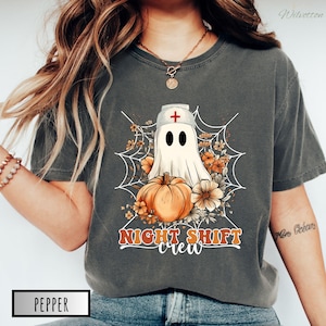 Night Shift Crew, Halloween Nurse Fall shirt, Retro Spooky Nurse Tshirt, Registered Nurse t-shirt, Nursing School Tee, Halloween RN Shirt