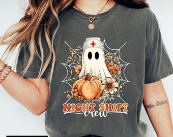 Night Shift Crew, Halloween Nurse Fall shirt, Retro Spooky Nurse Tshirt, Registered Nurse t-shirt, Nursing School Tee, Halloween RN Shirt