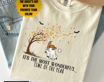 Personalized Halloween Baseball Shirt Comfort Colors® Сute Ghost Shirt, Baseball Halloween, Ghost Baseball Player Shirt Custom Baseball Gift