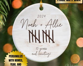 Personalized Anniversary Ornament, Milestone Couple Anniversary gift for Parents, Custom Name 5th 10th 25th 40th 50th Any Anniversary year