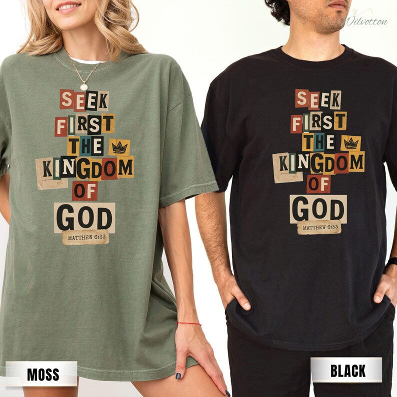 Christian Shirt, Seek First the Kingdom of God Matthew 6:33 Shirt, Bible Verse Shirt, Comfort Colors Tshirt Sweatshirt, Christian Faith Gift image 4