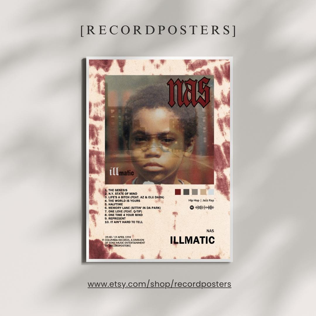 Nas 'illmatic' Album Cover Poster - 90s Hip Hop Wall Art - Hip Hop ...