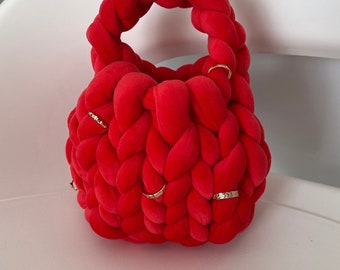 Chunky bag in velluto rosso