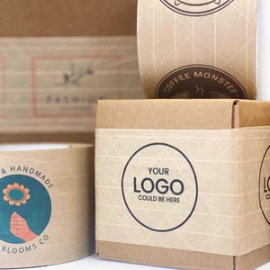 CUSTOM Brown & White Kraft Water-Activated Packaging Tape|Custom Gummed Tape|Personalized Tape That Ship Fast|Custom Tape|25ft 100ft 300ft|