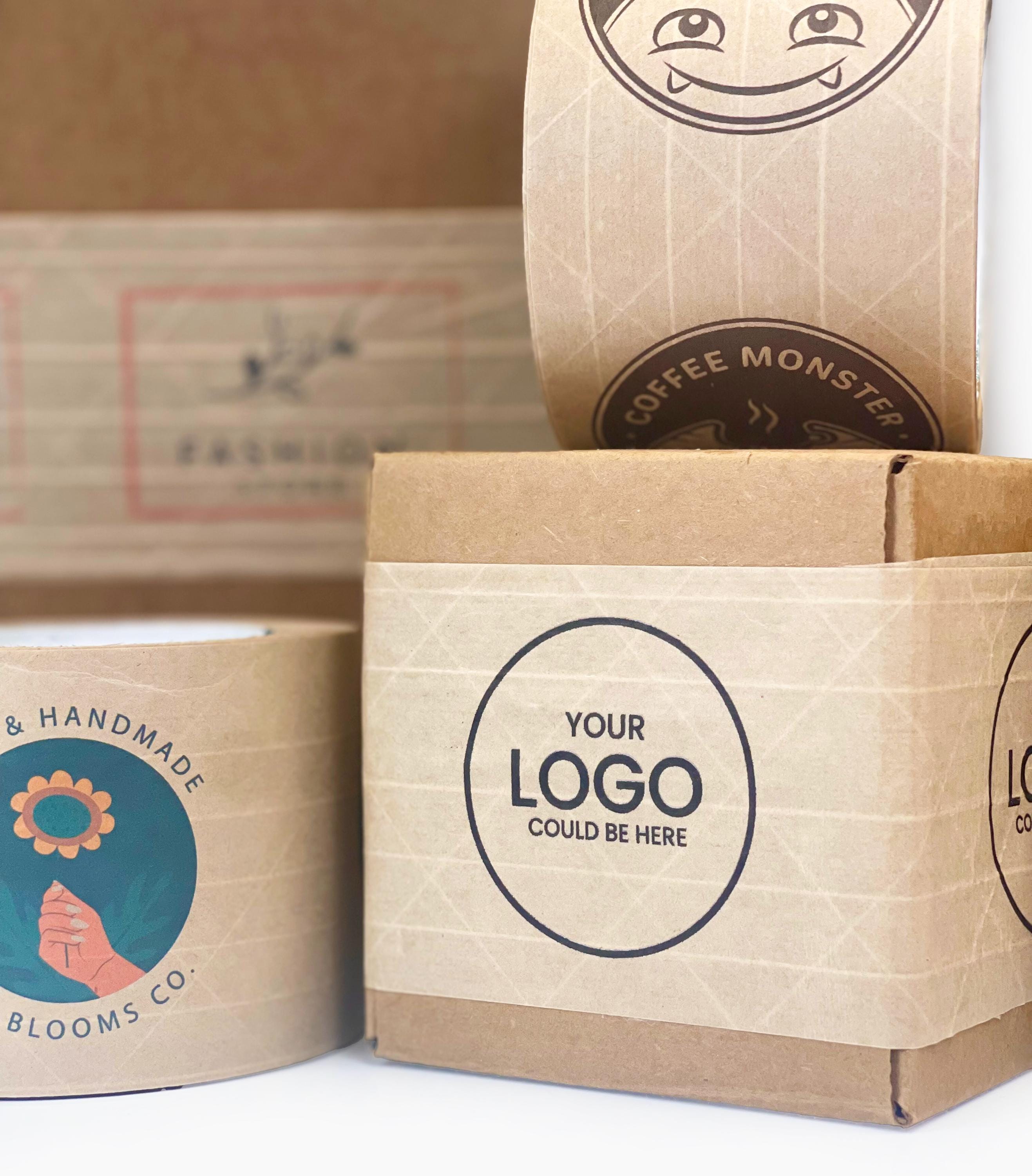 CUSTOM Brown & White Kraft Water-Activated Packaging Tape|Custom Gummed Tape|Personalized Tape That Ship Fast|Custom Tape|25ft 100ft 300ft|