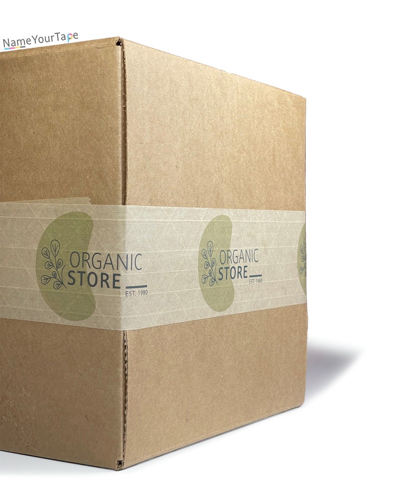 May include: A brown cardboard box with a white tape label that says "ORGANIC STORE EST. 1980" in a green circle with a leaf design.