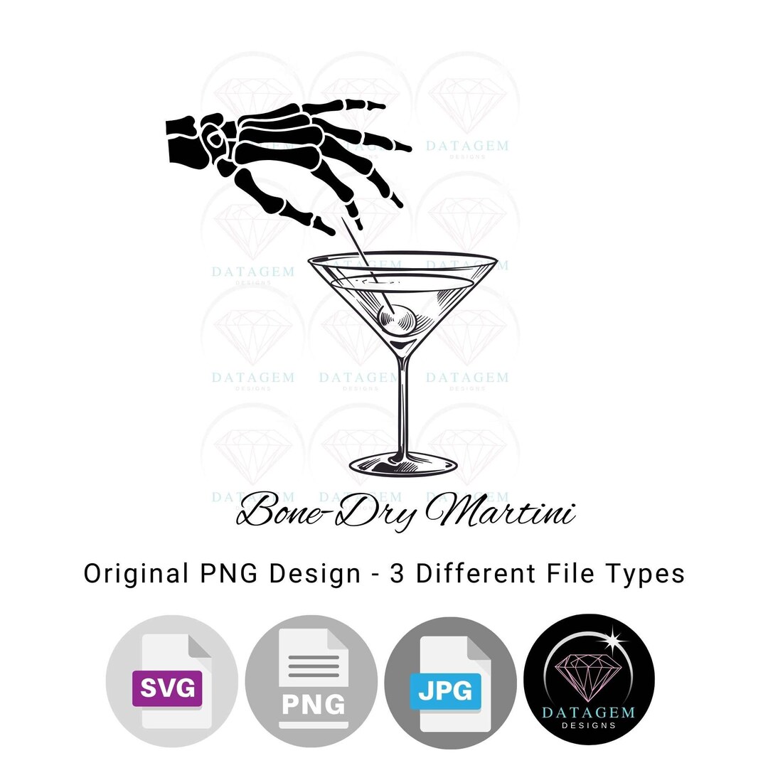 Skeleton Hand Martini Svg, Bonedry Martini, Halloween Cocktail, Gothic