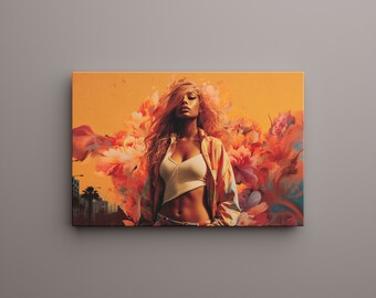 Stunning Florar Art of California Girl Canvas Decor