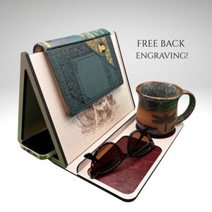 White Book Valet: Personalized Desk Organizer with Free Back Engraving