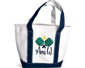 Embroidered Pickleball Paddle Canvas Tote Bag - Gift for Player
