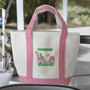 Personalized Golf Cart Tote Bag - Custom Monogrammed Gift for Her, Embroidered Golf Accessories, Preppy Golfer Essential