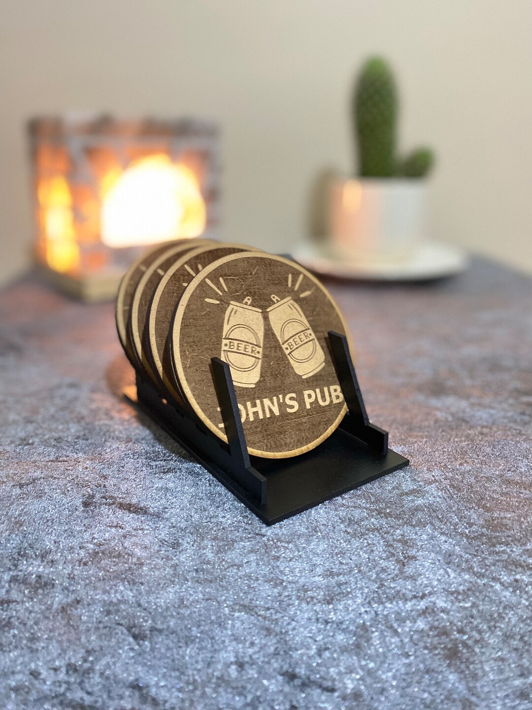 Personalized Beer Design Wood Coasters Customized Coaster Etsy UK