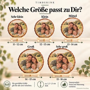 Fünf Größen für das Dreier-Set:11–12 bis15–16cm je Scheibe; gewählte Größe gilt für alle drei.