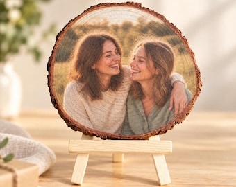 Foto auf Holz, Beste Freundin, Baumscheibe bedruckt, Geschenk personalisiert, Freundschaft, Holzbild individuell, Fotodruck Naturholz