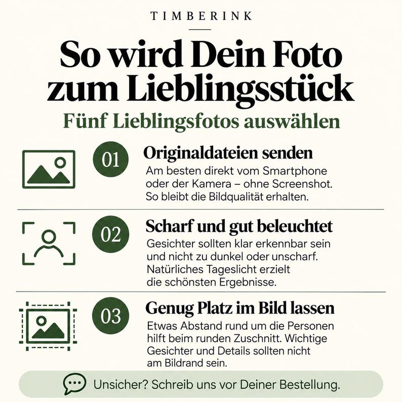 Fototipps für fünf klare Familienfotos mit passendem Ausschnitt für runde Holzanhänger.