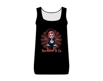 Camiseta de tirantes acanalada de Halloween, ropa de Halloween, regalos espeluznantes, regalos para ella, vampira, camiseta gótica, inspiración gótica, vampiro adolescente