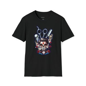 dia de los muertos barber, dia de los muertos shirt, Mexican culture, Chicano Culture, sugar skull shirt, sugar skull clothing