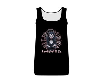 Camiseta de tirantes acanalada de Halloween, ropa de Halloween, regalos espeluznantes, regalos para ella, vampira, camiseta gótica, inspiración gótica, vampiro adolescente