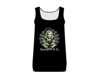 Camiseta de tirantes acanalada de Halloween, ropa de Halloween, regalos espeluznantes, regalos para ella, vampira, camiseta gótica, inspiración gótica, vampiro adolescente