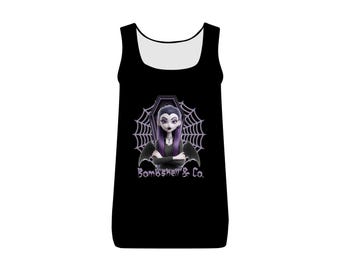 Camiseta de tirantes acanalada de Halloween, ropa de Halloween, regalos espeluznantes, regalos para ella, vampira, camiseta gótica, inspiración gótica, vampiro adolescente