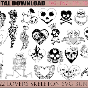 De Lovers Bundle SVG, The Lovers SVG, Skeleton Lovers SVG, Valentine skeletten SVG. Valentijn-svg